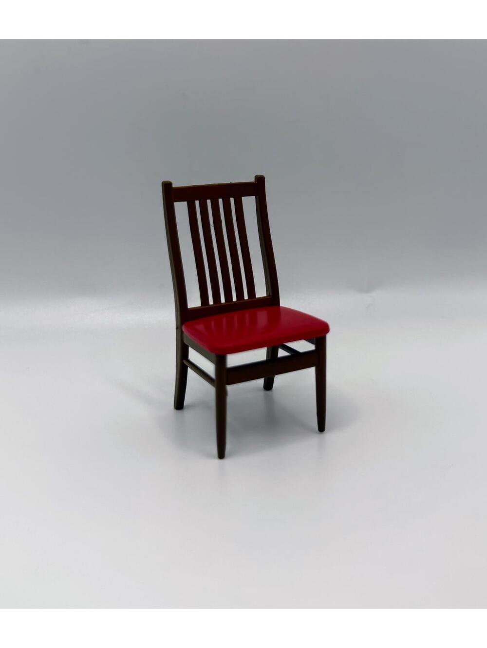 1:24 Scale Miniature Red Seat Slat Back Chair – Dollhouse Furniture